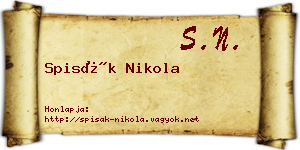Spisák Nikola névjegykártya
